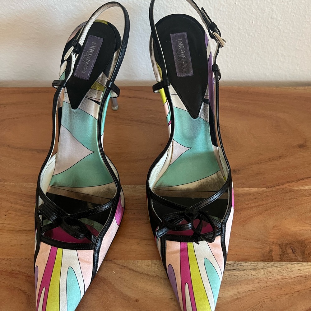 Emilio Pucci 39.5 Multicolor Strappy Heels